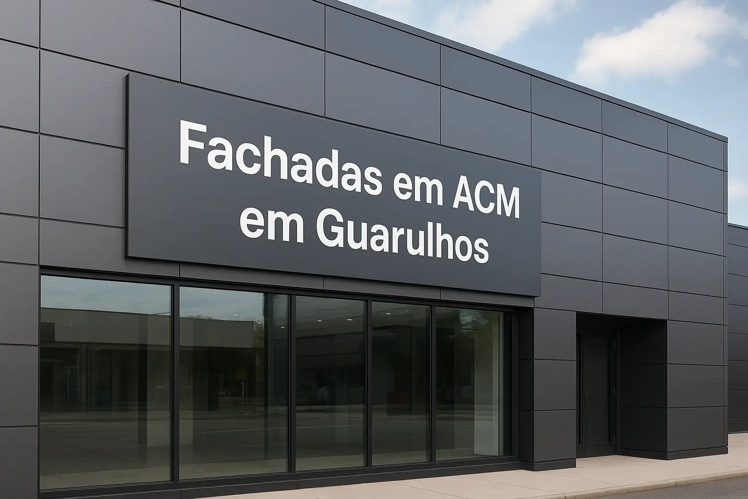 Fachada em ACM moderna com letras caixa em Guarulhos